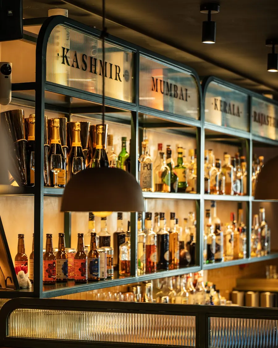 The backlit bar at Nutmeg Street Kitchen